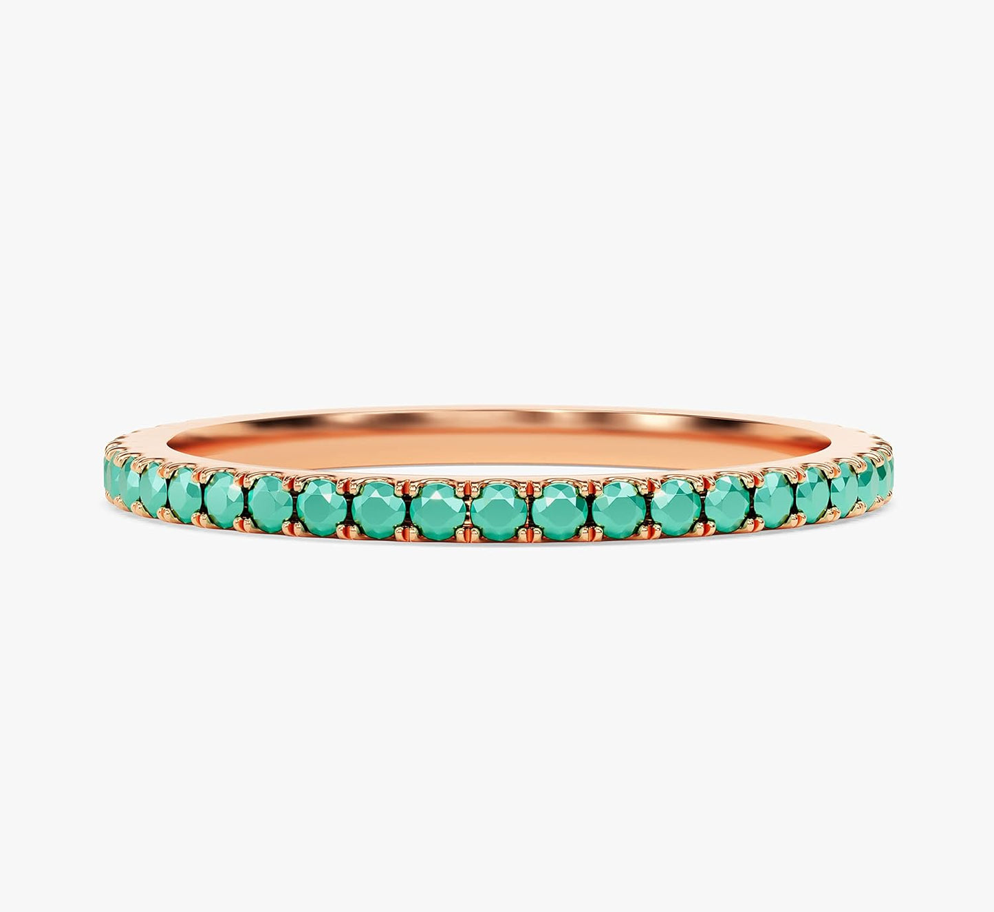 14k Solid Gold Turquoise Wedding Band for Women in Yellow Gold