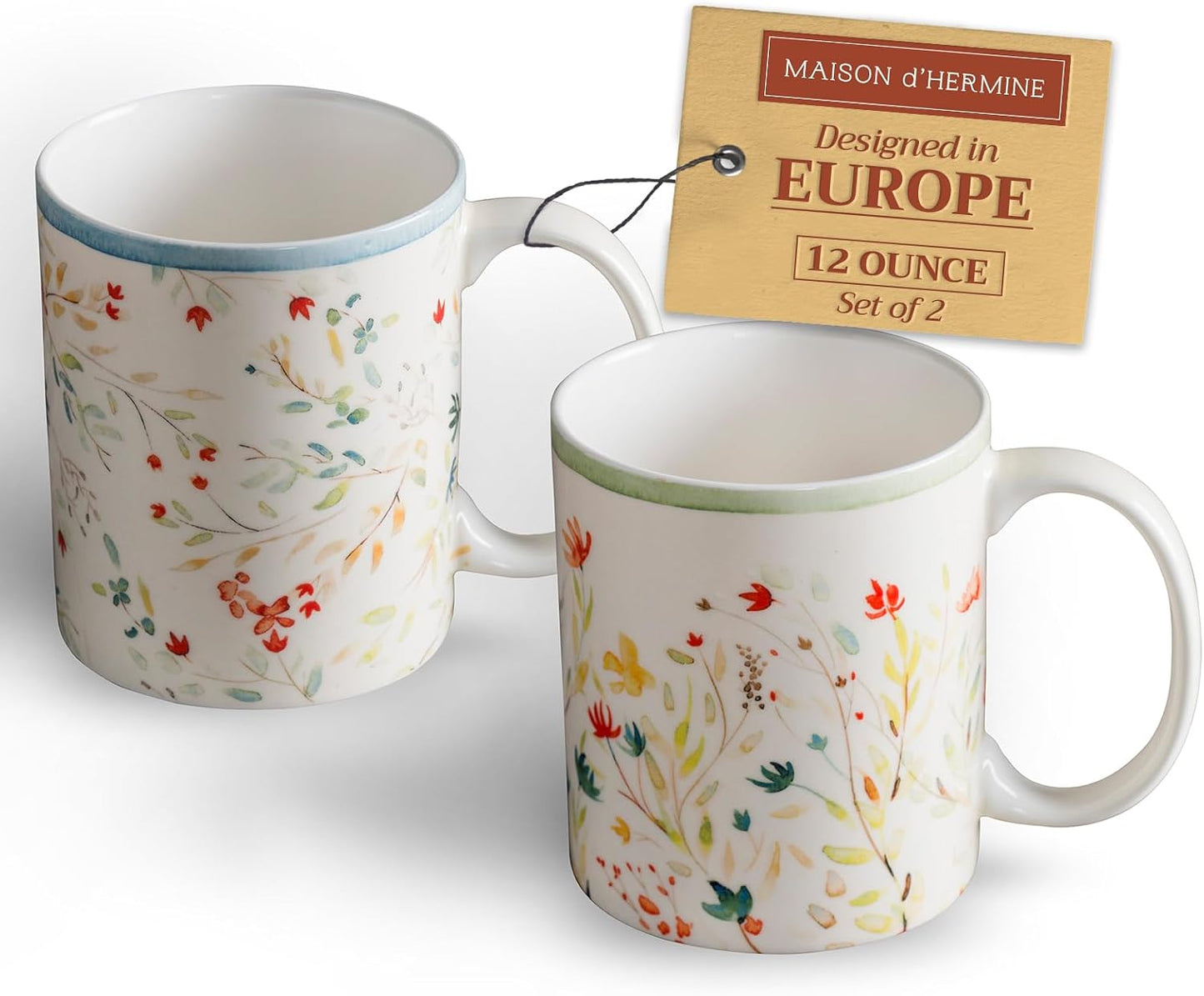 Maison d' Hermine Fine Bone China Coffee Mug Set for Home Use