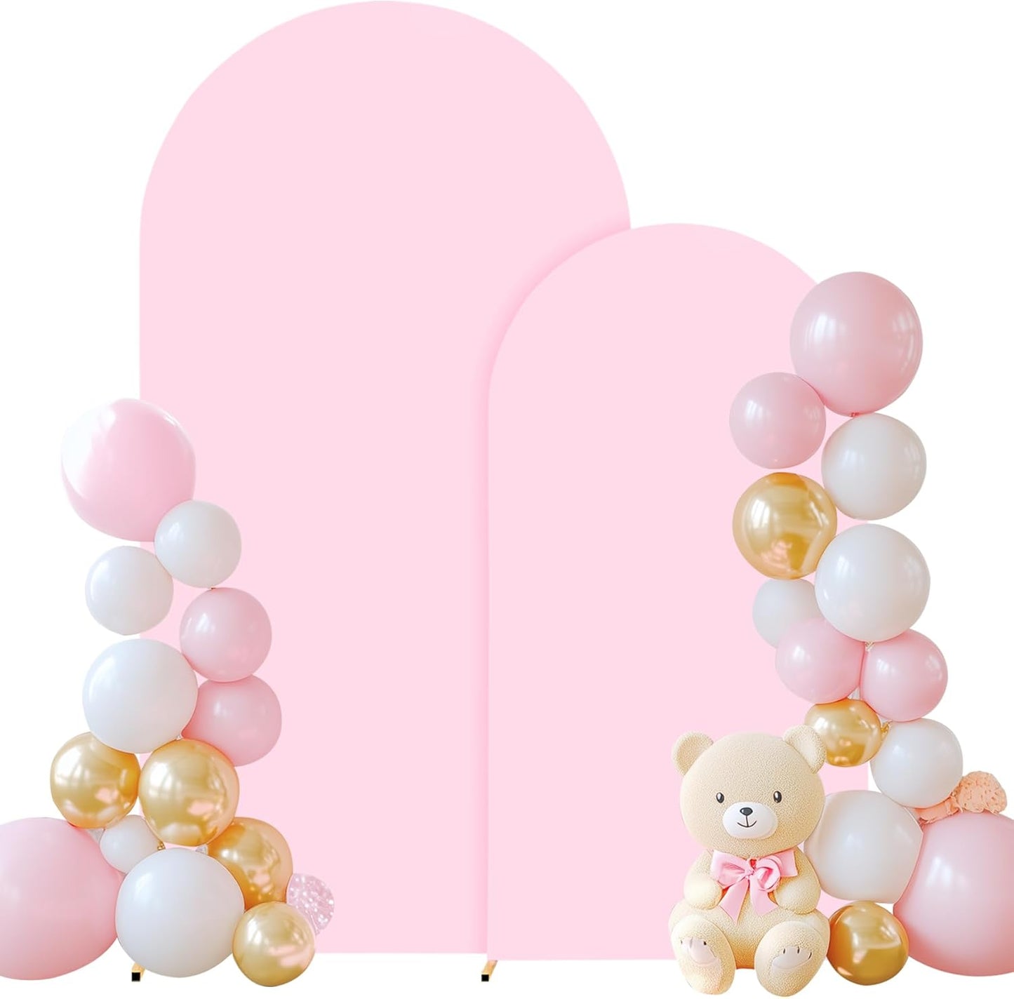 2 Set Pink Arch Backdrop Cover for Wedding and Party Decor