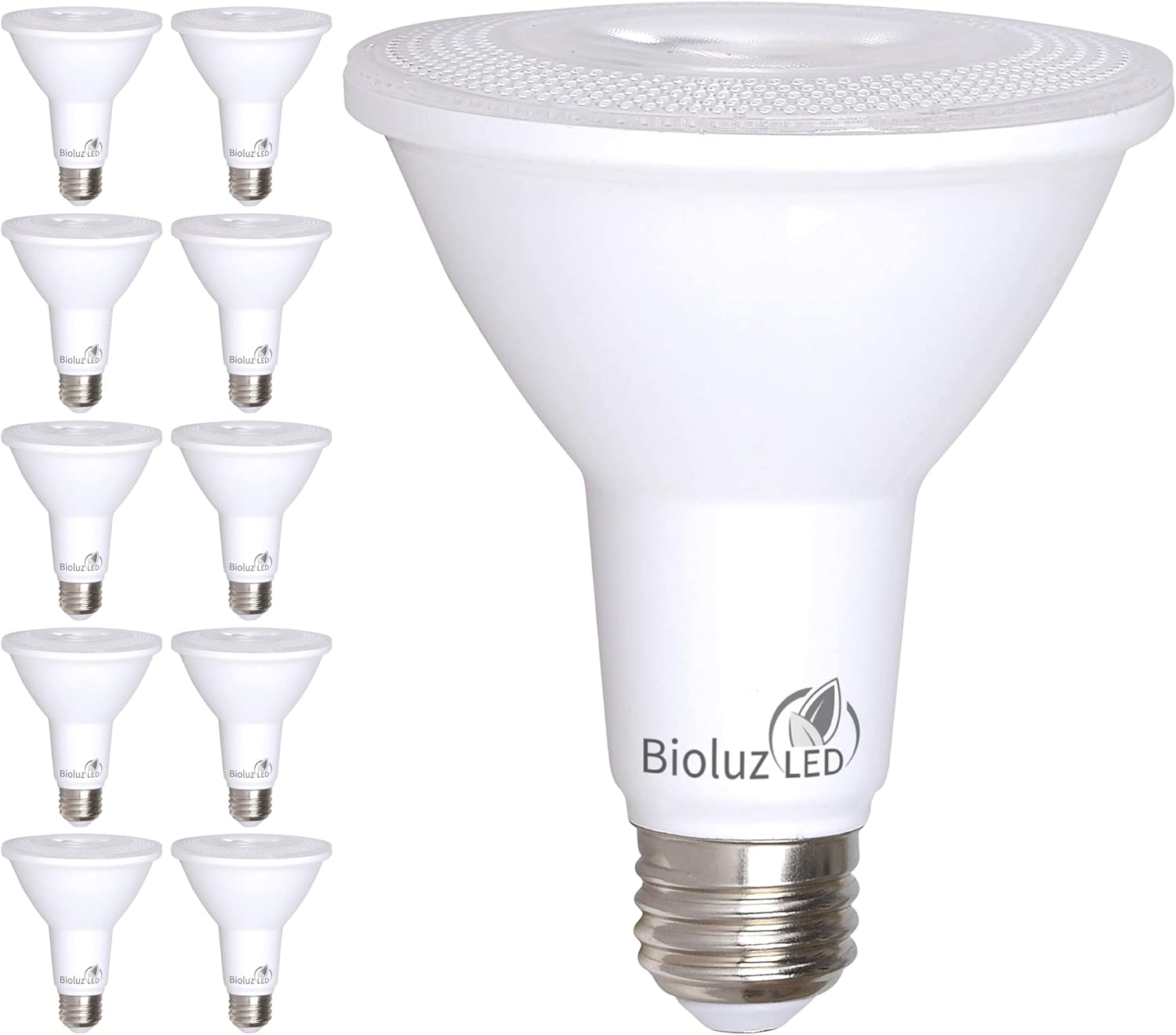 Bioluz LED PAR38 Light Bulbs - Energy Efficient Dimmable 10 Pack