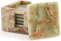 Marble Coasters Set of 6 Green Onyx for Elegant Home Decor