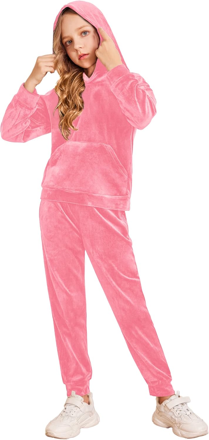 Arshiner Girls Velour Tracksuits for Active Kids 2 Piece Set