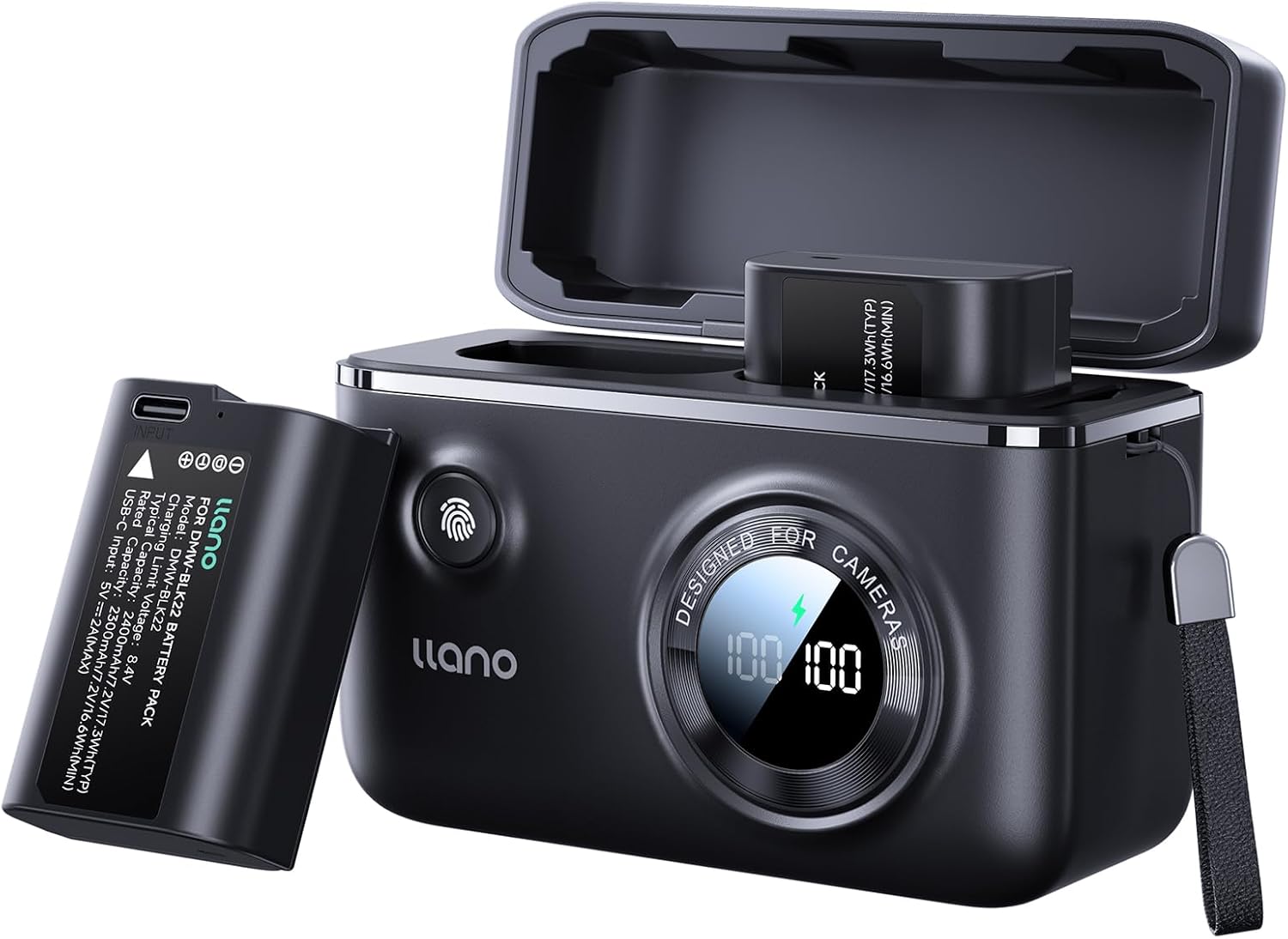 llano 2-Pack DMW-BLK22 USB-C Batteries & Fast Charger Set