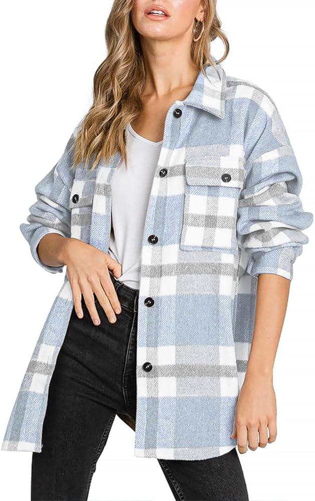 Beaully Women's Flannel Plaid Shacket for Fall and Winter Wear