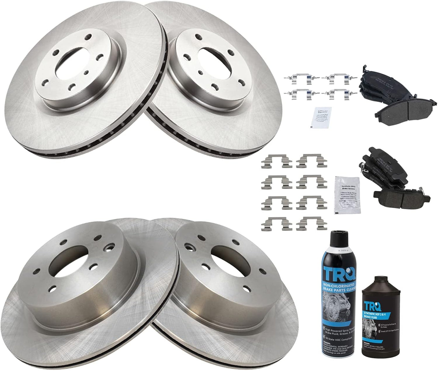 TRQ Front & Rear Brake Pad & Rotor Kit for INFINITI & Nissan