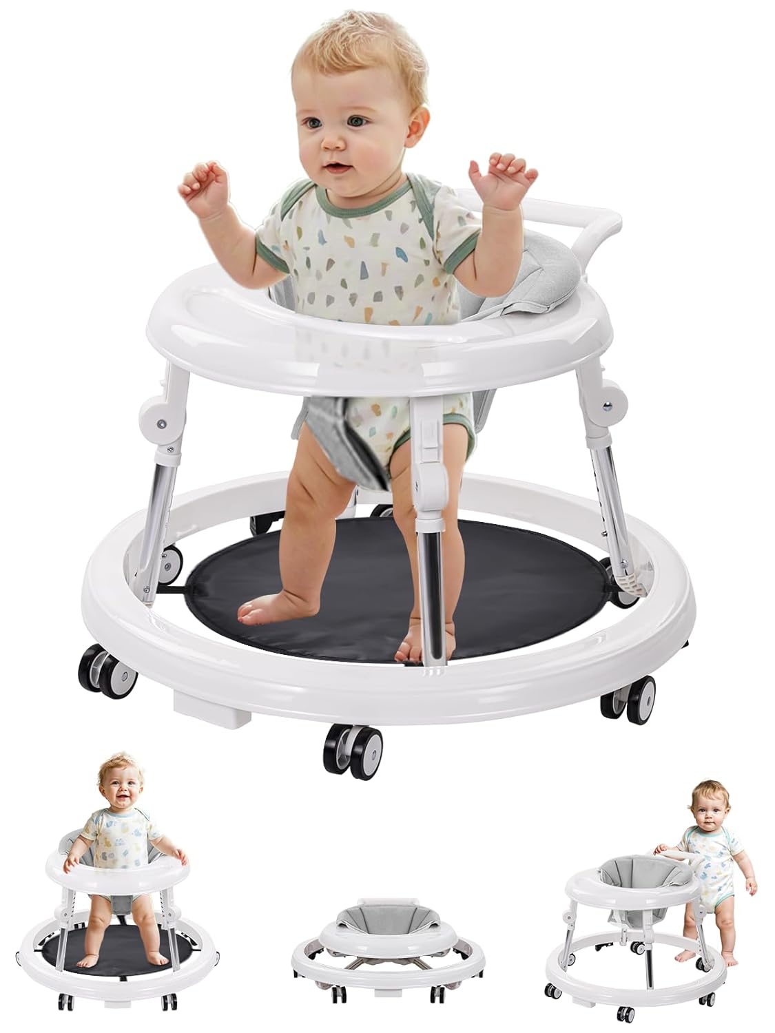 Adjustable Height Baby Walker with Wheels for Safe Exploration