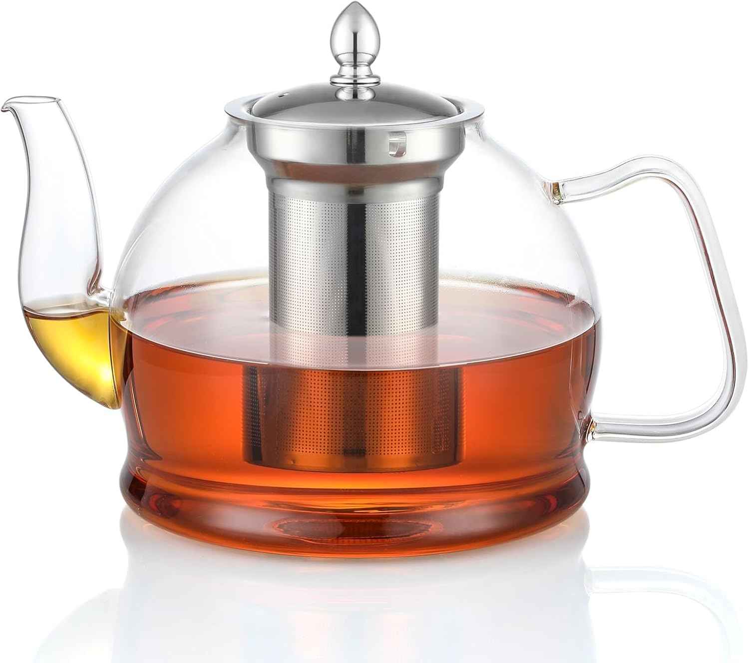 HIWARE 1500ml Glass Teapot with Removable Infuser for Tea Lovers