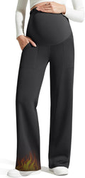 EverGoing Fleece Lined Maternity Wide Leg Pants - Cozy Over-Belly