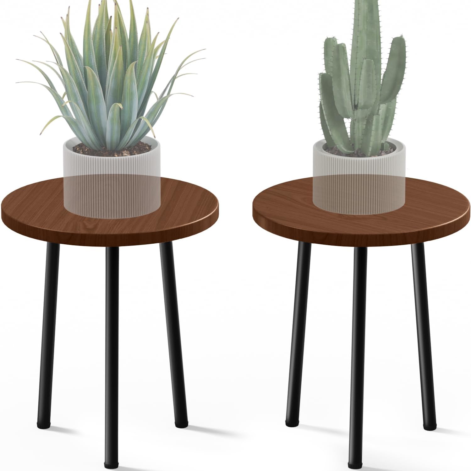 Indoor Plant Stand 2 Pack - Mid Century Modern Wood Decor
