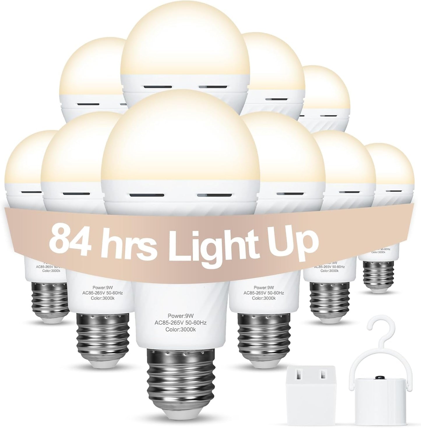 Rechargeable Light Bulbs for Emergency Use - 10 Packs