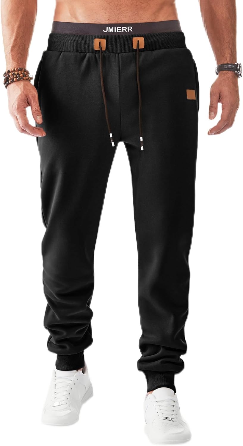 JMIERR Men's Fleece Sweatpants with Zipper Pockets for Comfort