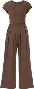 Summer Jumpsuits for Women Ribbed Cap Sleeve Wide Leg (Style 1TZS)