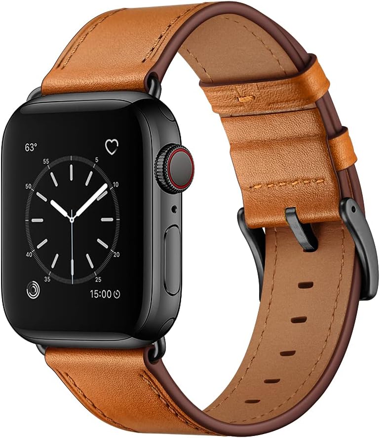Premium Leather Band for Apple Watch - Brown/Black