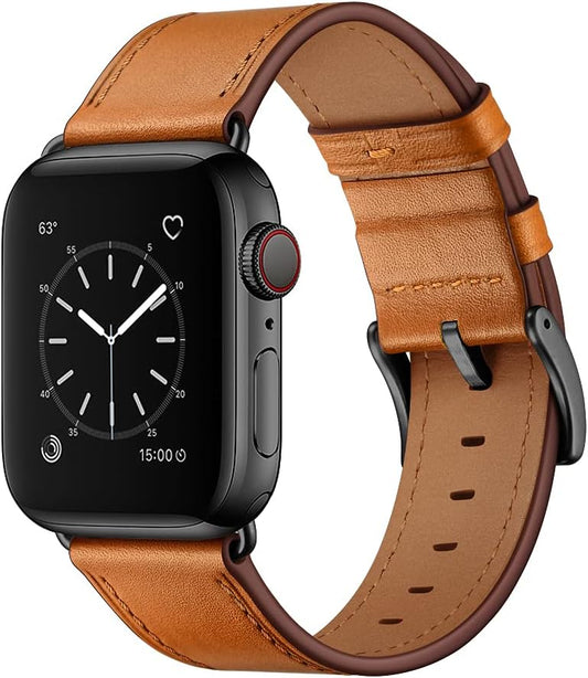 Premium Leather Band for Apple Watch - Brown/Black