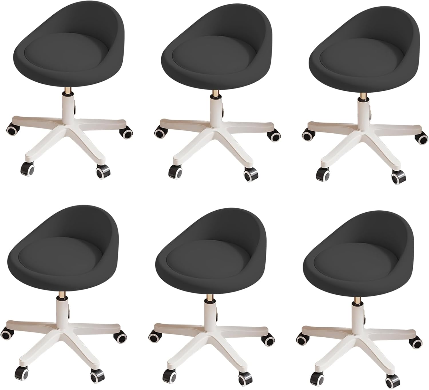 Rolling Stool Set of 6 with Ergonomic Swivel Seat for Comfort