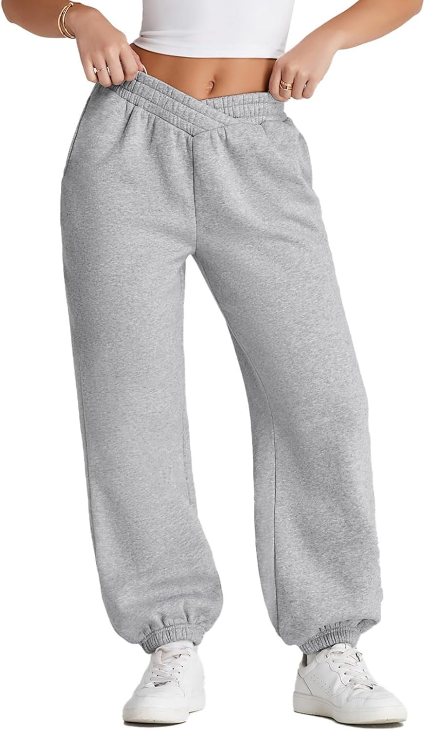 Herseas Women's V Crossover Waist Sweatpants for Cozy Comfort