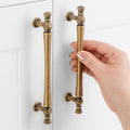 10 Pack 5 in Hole Centers Antique Brass Cabinet Pulls - Vintage Style