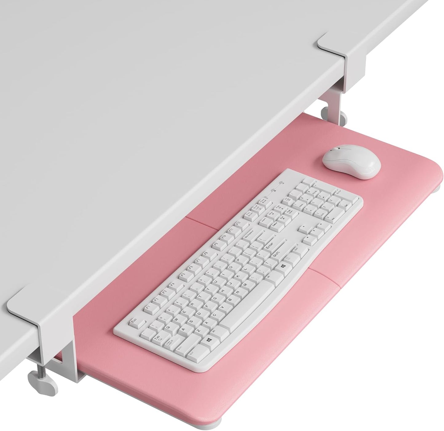 BONTEC Pink Under Desk Keyboard Tray: Ergonomic Slide-Out Drawer