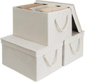 32L Storage Bins with Lids 3-Pack - Decorative Jumbo Fabric Organizers