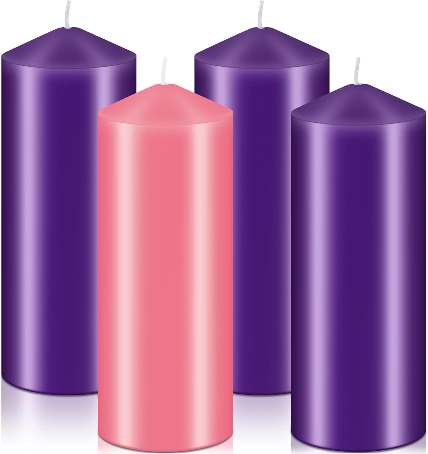 Advent Pillar Candles Set for Christmas - 4 Pcs 3 x 8 Inch