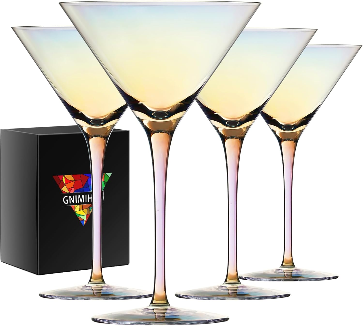 Gnimihz Iridescent Martini Glasses Set of 4 - Premium Quality