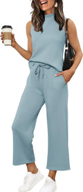 Two Piece Summer Lounge Sets for Women - Comfortable Wide Leg Pant Set