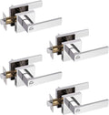Square Door Levers 4 Pack Privacy Locksets - Polished Chrome
