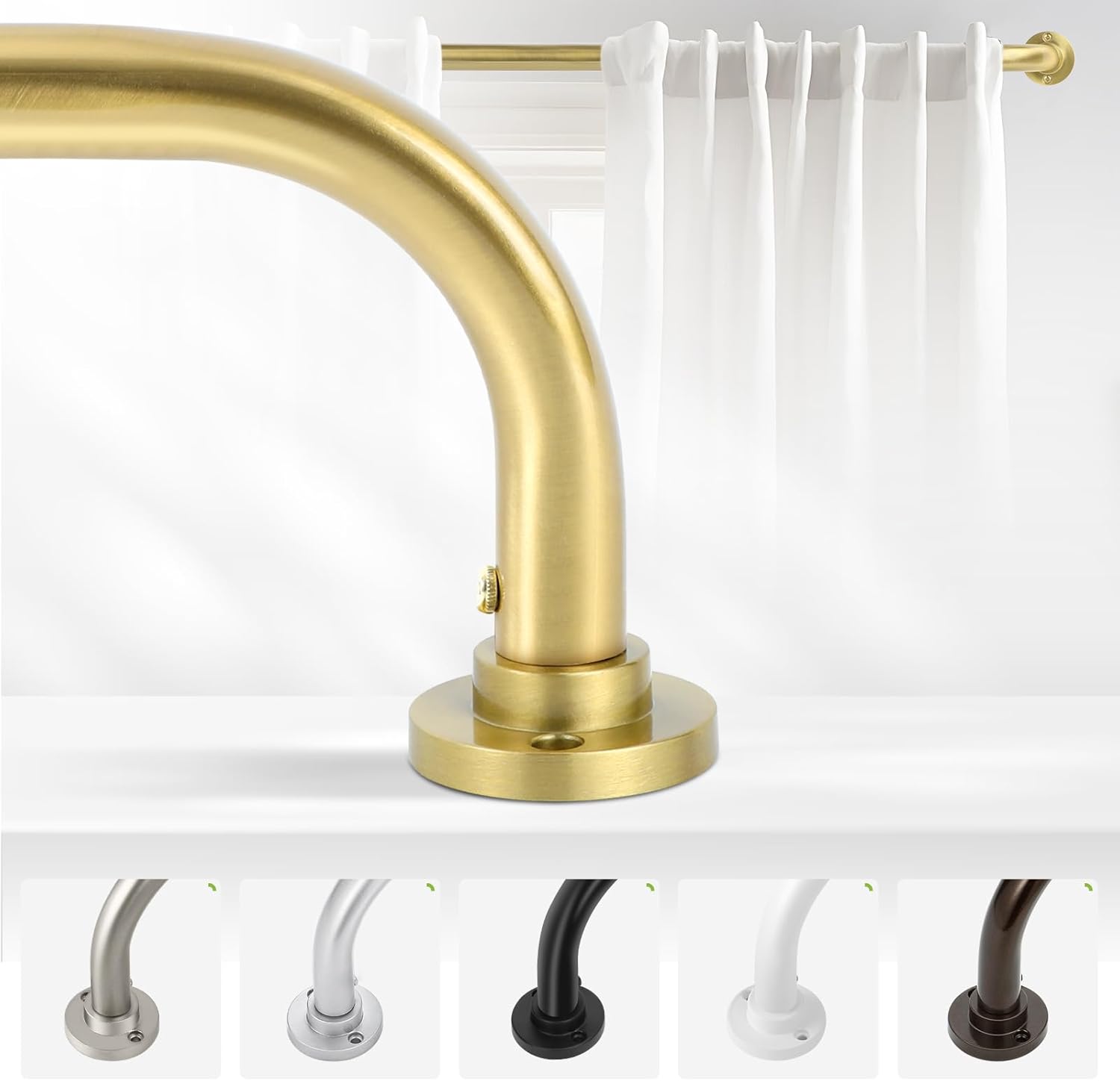 Adjustable Gold Blackout Curtain Rod - 28-48 - TANGWIN