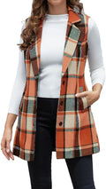Plaid Vest for Women Sleeveless Blazer Jacket - Classic Wool Look fit