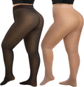 Plus Size Fleece Lined Tights Women - Warm Sheer Leggings