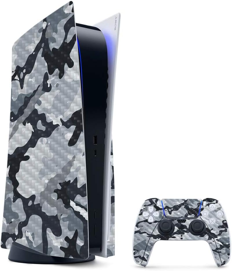 MightySkins Carbon Fiber Gaming Skin for PS5 - Gray Camouflage