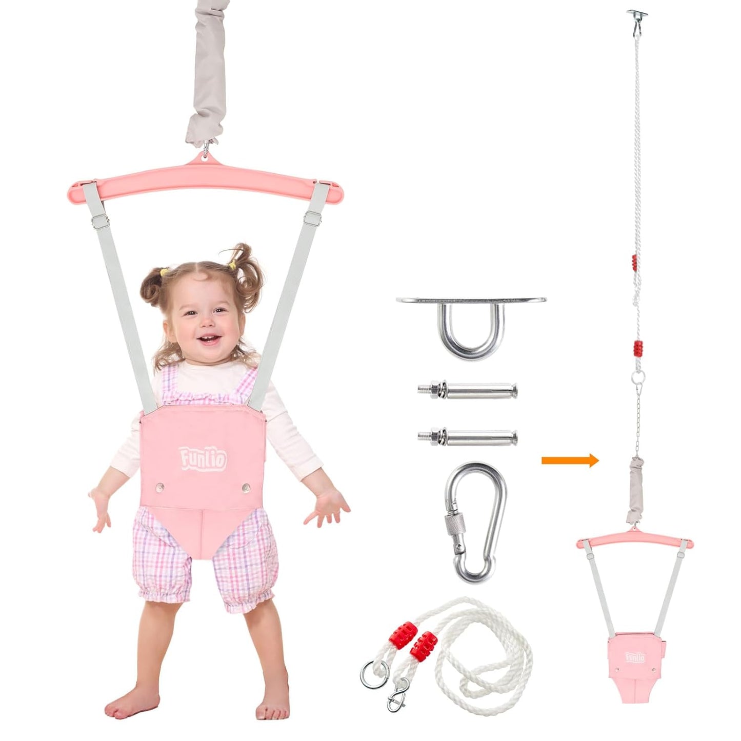 FUNLIO Baby Jumper with Ceiling Hook for Indoor and Outdoor Fun