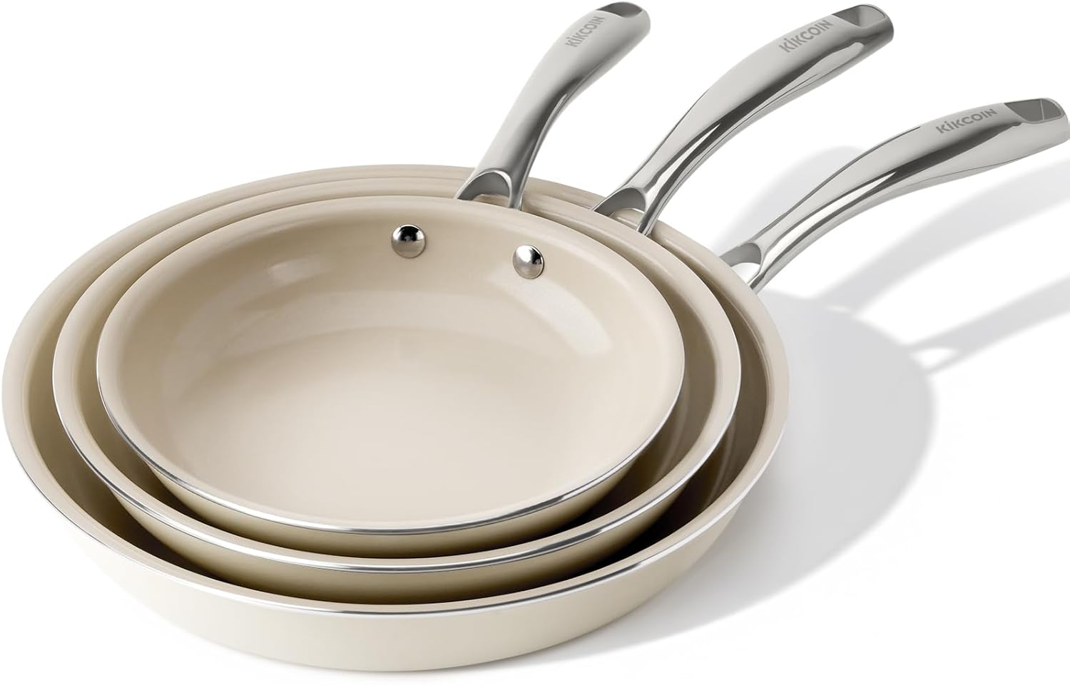 Kikcoin Ceramic Nonstick Frying Pans Set for Healthy Cooking