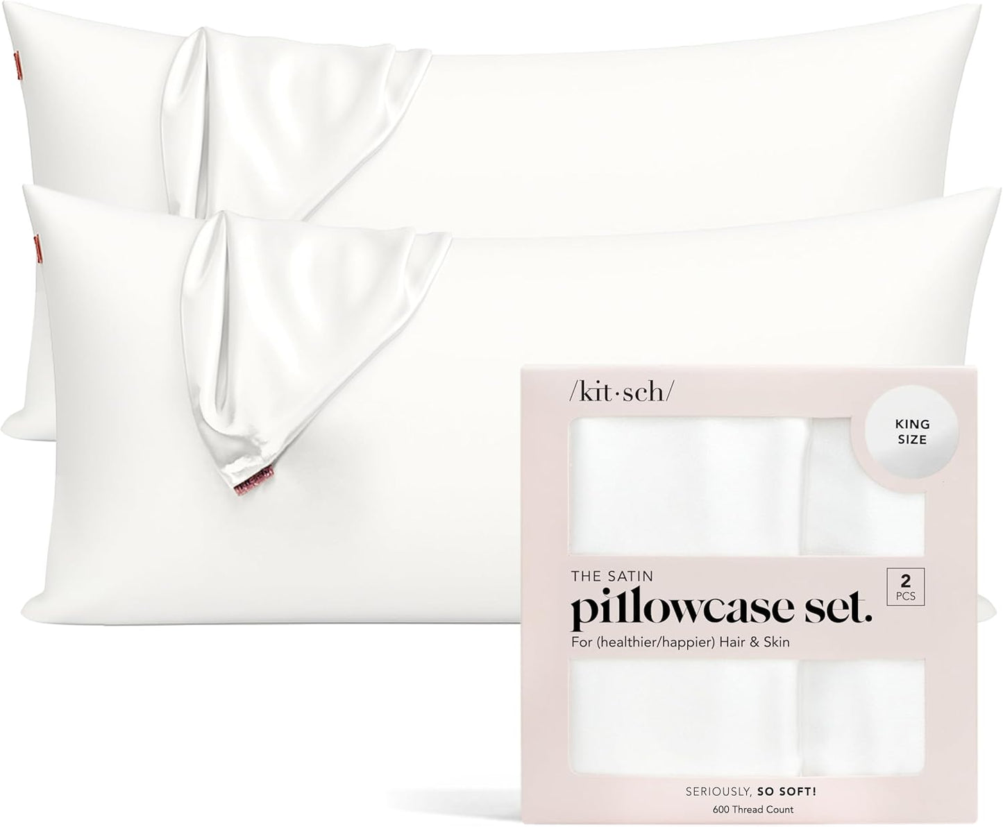 Kitsch Satin Pillowcase with Zipper for Hair & Skin Comfort