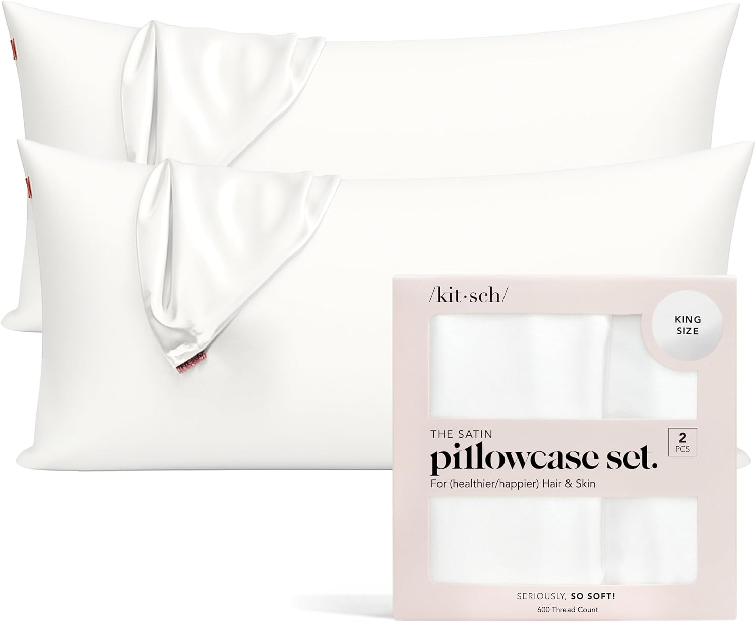 Kitsch Satin Pillowcase with Zipper for Hair & Skin Comfort