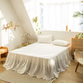 18 in Queen Linen Cotton Blend Bed Skirt - Pleated Frills Ruffle