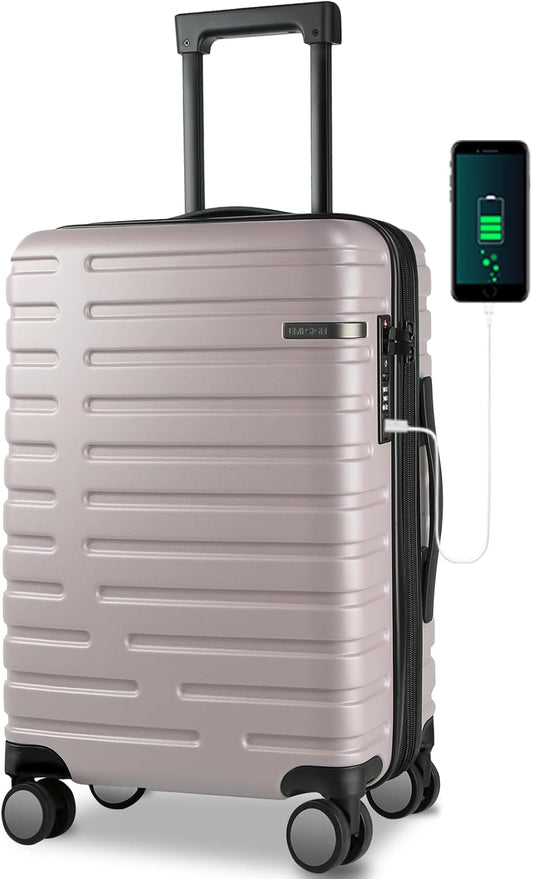 EMPSIGN Carry On Luggage with Spinner Wheels for Travel