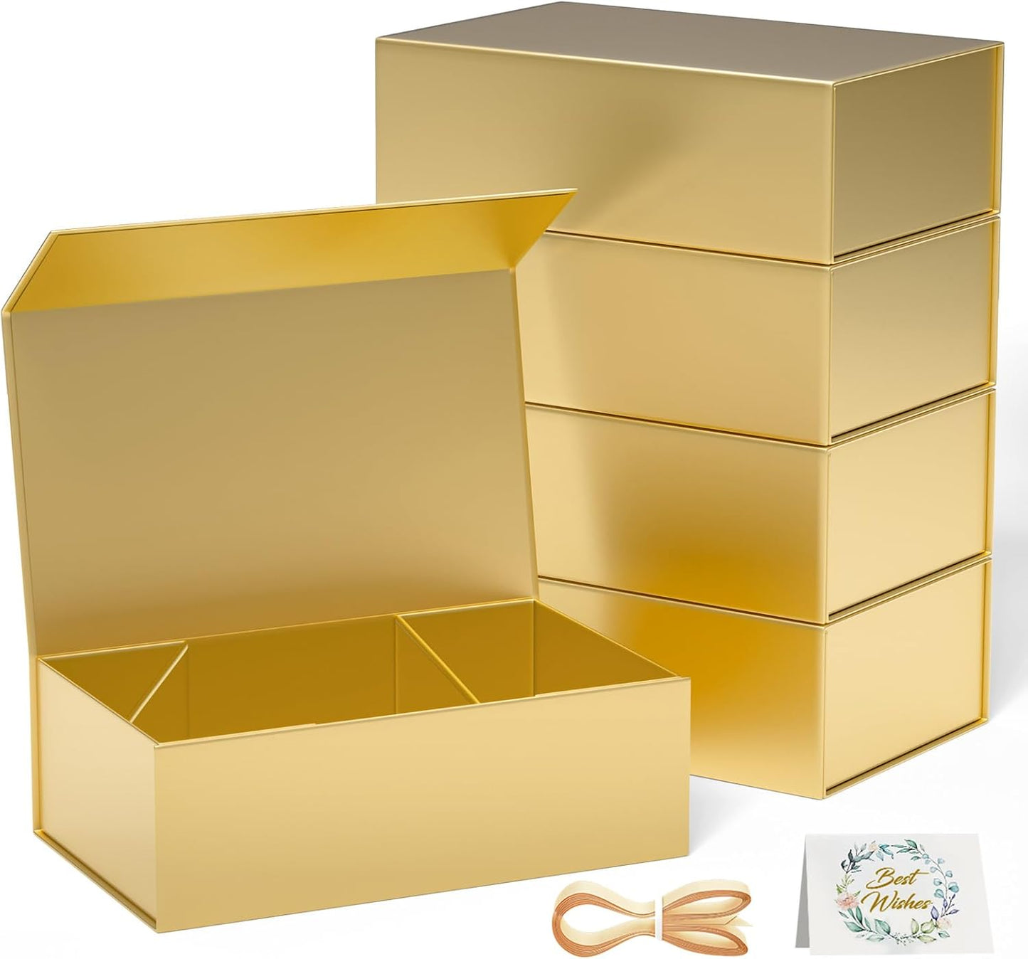 5 Pack Gold Gift Box with Magnetic Closure for All Occasions