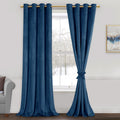 JIUZHEN Navy Velvet Blackout Curtains 84 in - Thermal Insulated Drapes