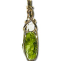 Genuine Moldavite Crystal Necklace for Women - Large Herkimer Pendant