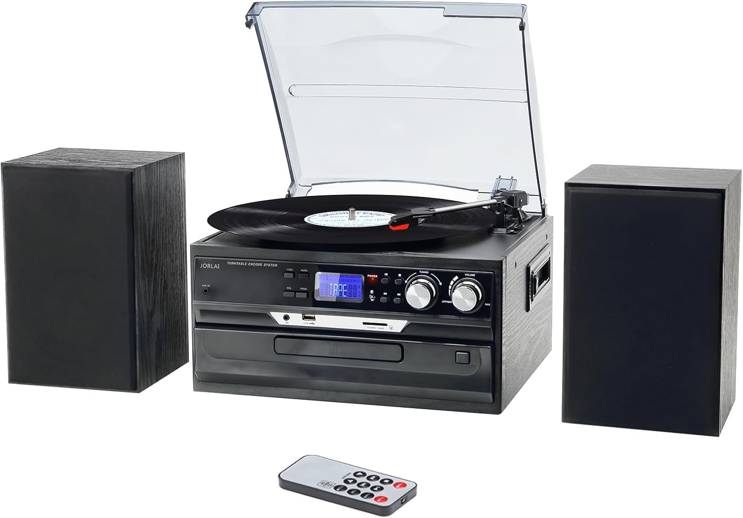 10-in-1 Vinyl Record Player with Bluetooth and Stereo Speakers