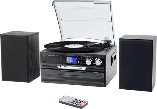 10-in-1 Vinyl Record Player with Bluetooth and Stereo Speakers