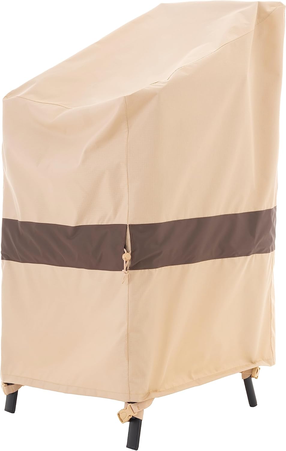 Stackable Patio Chair Cover for Outdoor Lawn Chairs, Beige/Coffee