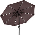 Solar 10ft Patio Umbrella with LED Lights and Tilt - Deep Taupe