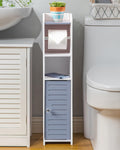 Toilet Paper Holder Stand with Storage - Slim Bathroom Cabinet