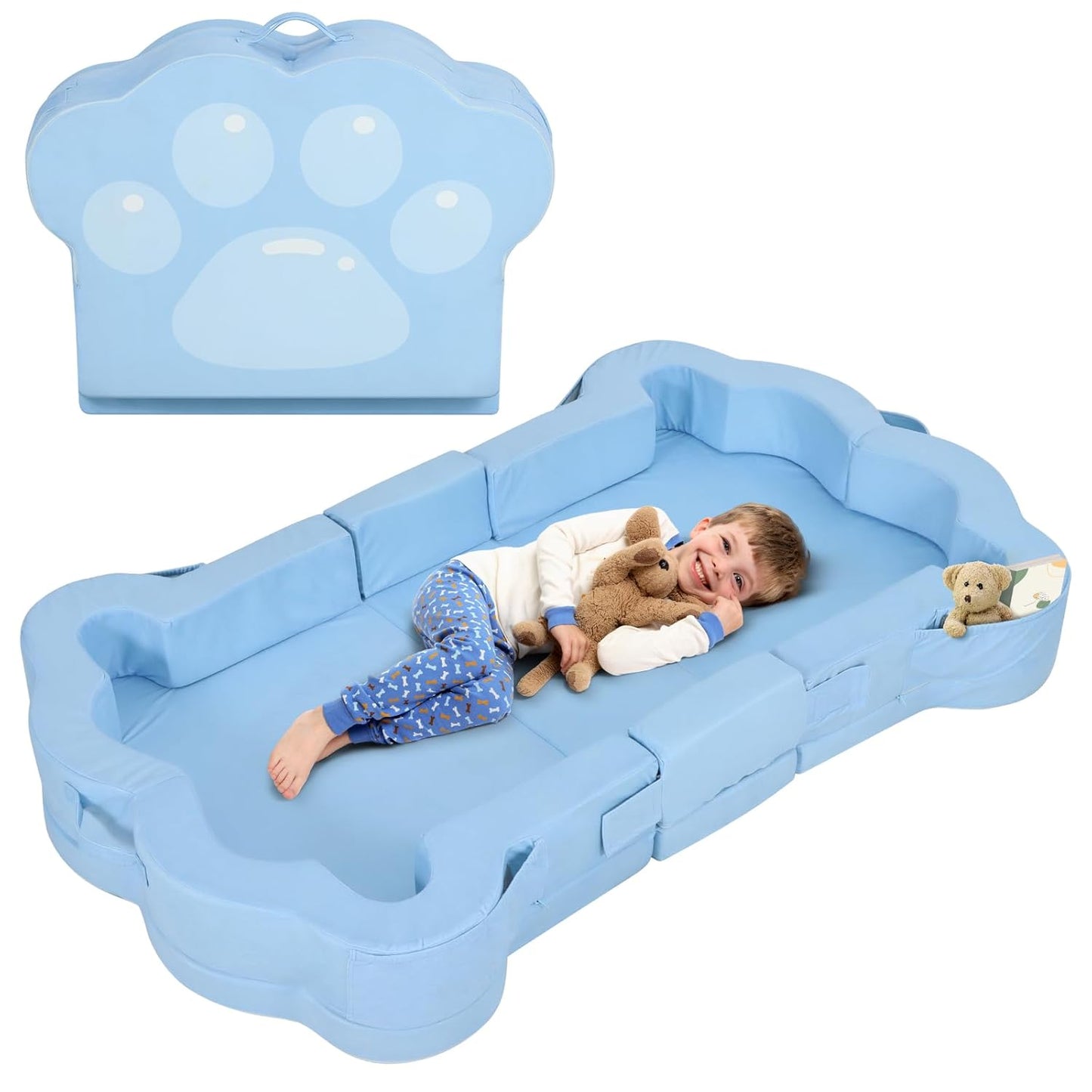Foldable Portable Toddler Travel Bed for Kids - Soft & Safe