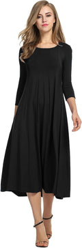 HOTOUCH Women's 3/4 Sleeve A-line Flare Midi Dress (Style 949A)