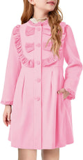 Haloumoning Girls Dress Coat Kids Ruffle Button Down Cute Bow - Warm