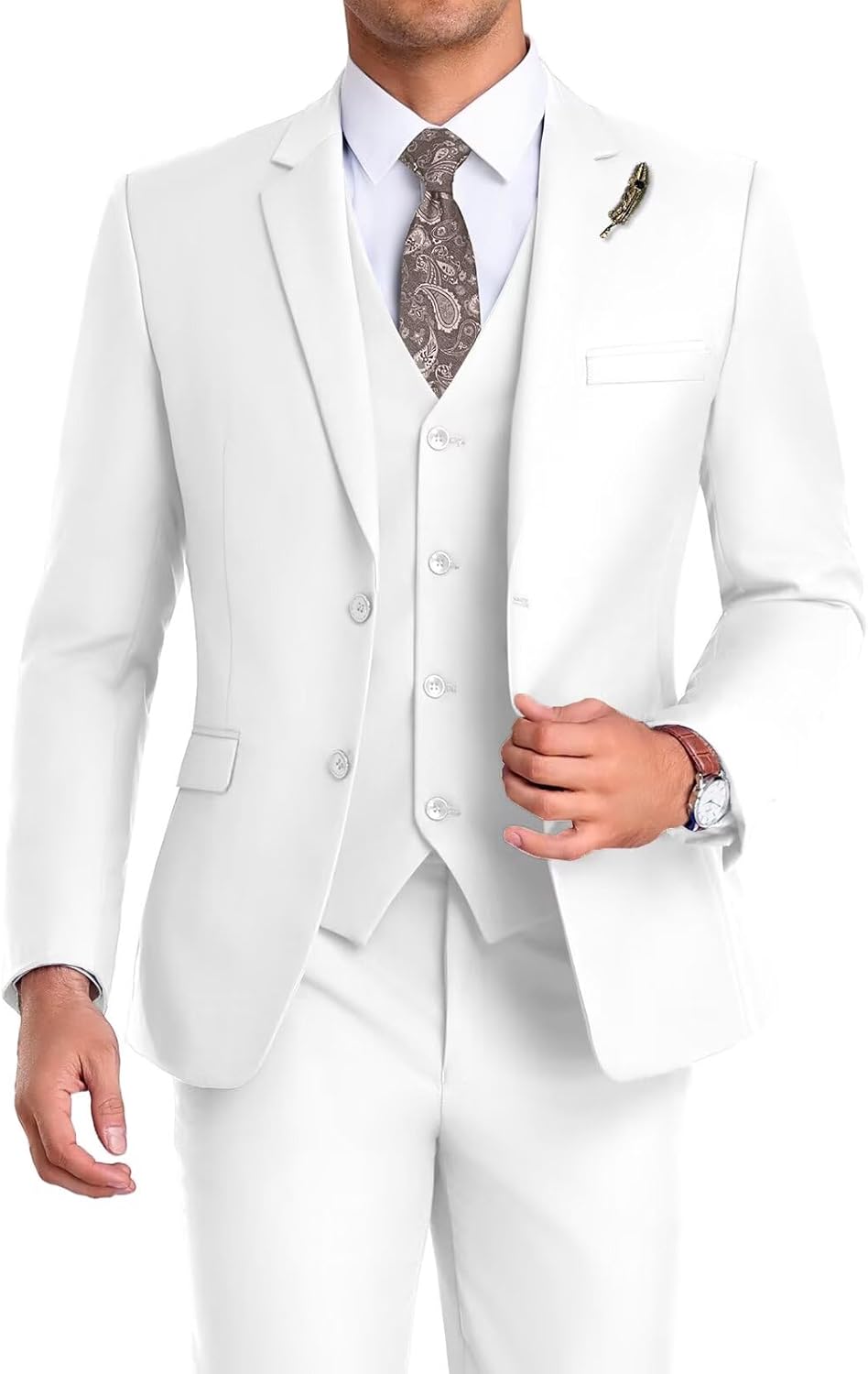 Men Suit 3 Pieces Slim Fit Tuxedo for Groomsmen and Business
