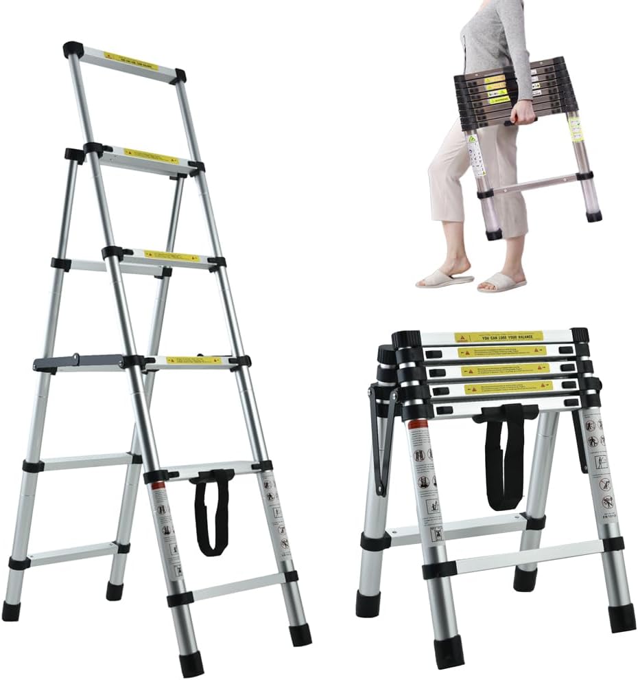 A-Frame Extension Step Ladder Telescoping Lightweight 330lbs